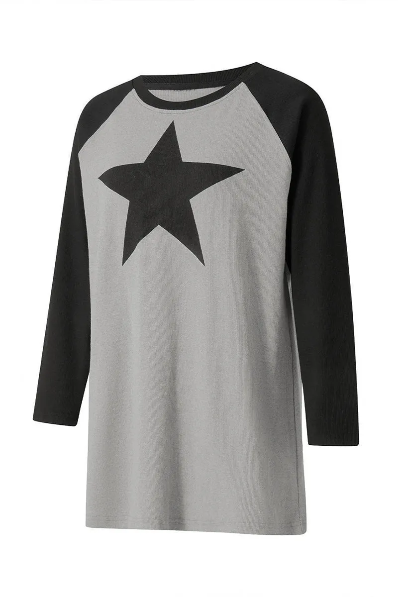 WR3344 Star Long Sleeve Sweatshirt Top