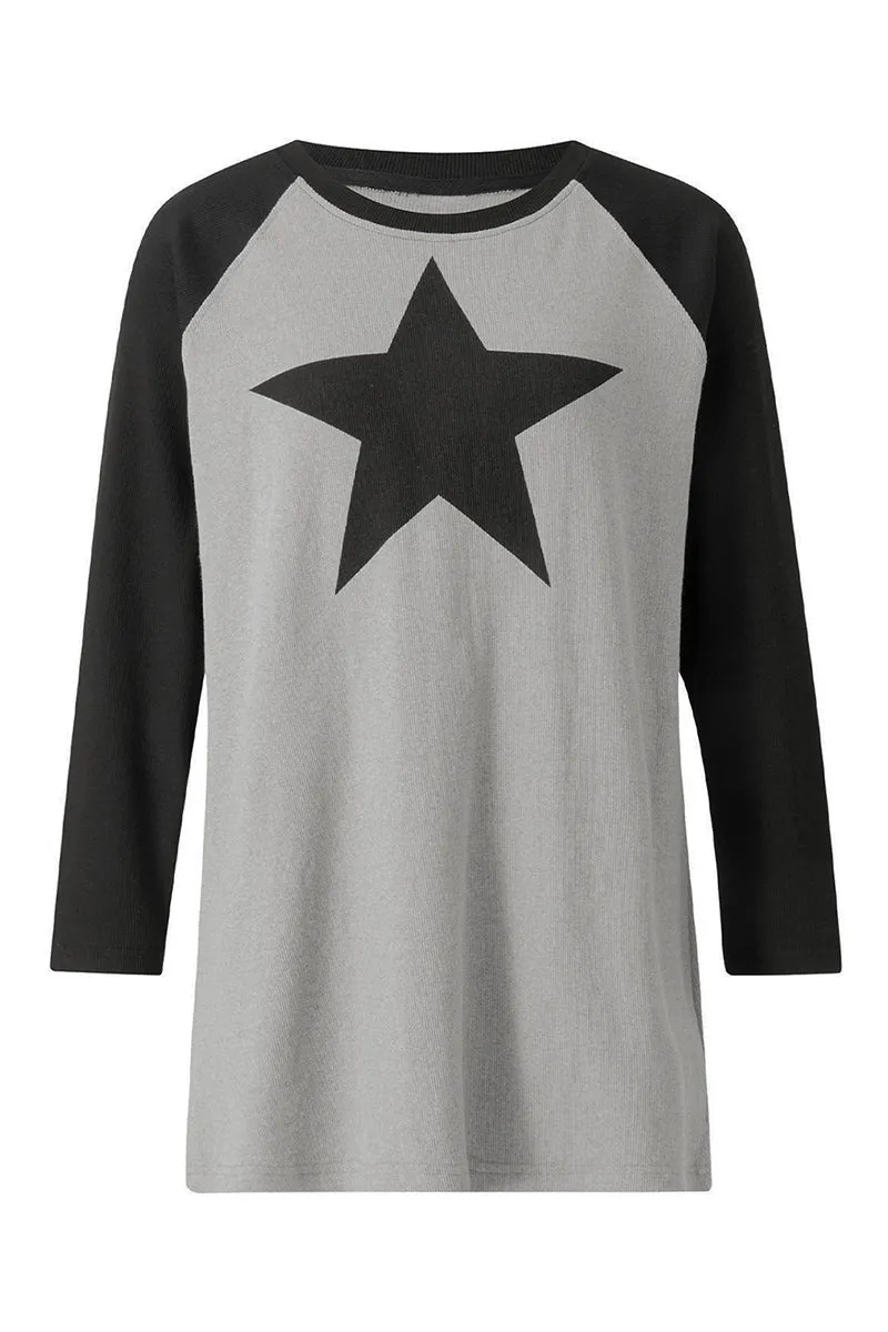 WR3344 Star Long Sleeve Sweatshirt Top