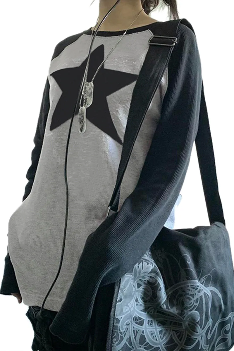 WR3344 Star Long Sleeve Sweatshirt Top
