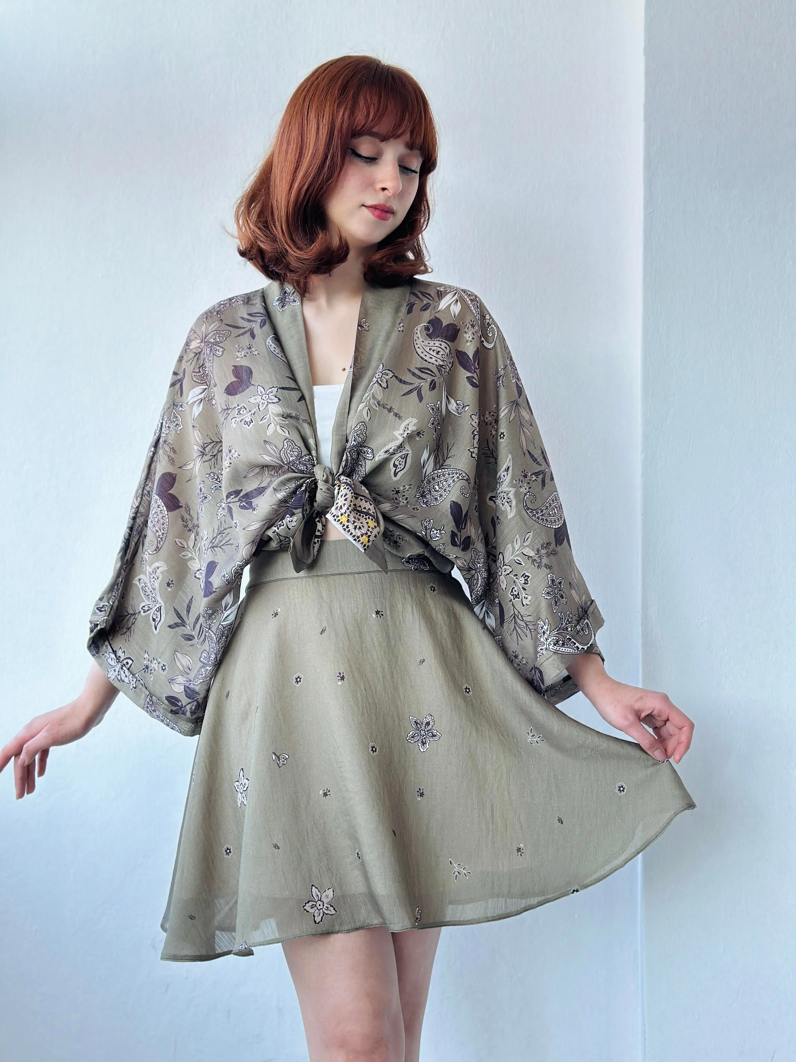 Wrap Pattern Mini Kimono