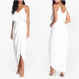 Xscape Scuba Crepe Popover Faux Wrap Gown In Ivory