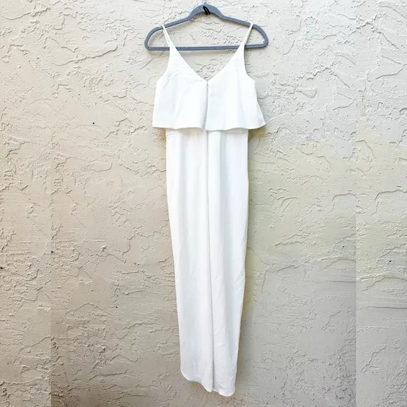 Xscape Scuba Crepe Popover Faux Wrap Gown In Ivory