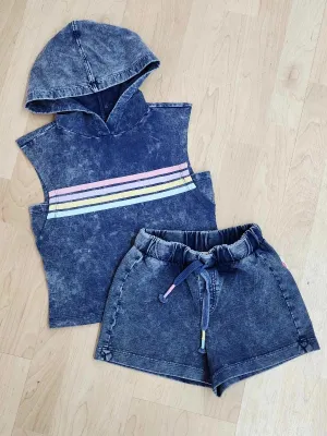 Youth Denim Washed Sleeveless Hoodie