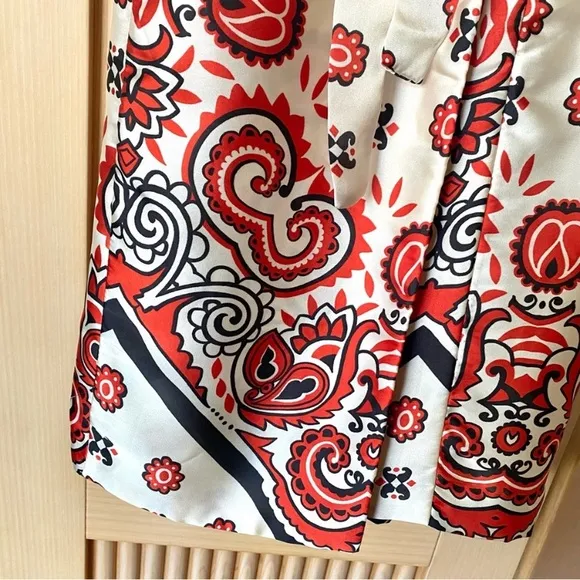 Zara paisley print wrap robe style midi dress white red