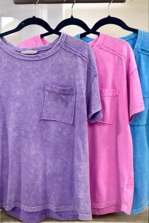 ZENANA- HALO SNOW WASHED TEE (sky blue)